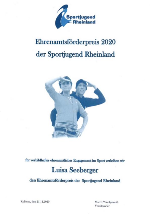 Ehrenamtsförderpreis 2020 für Luisa Seeberger