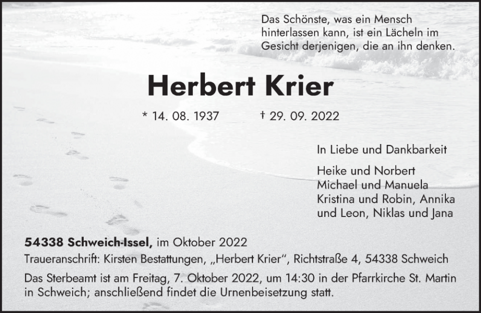 Nachruf Herbert Krier